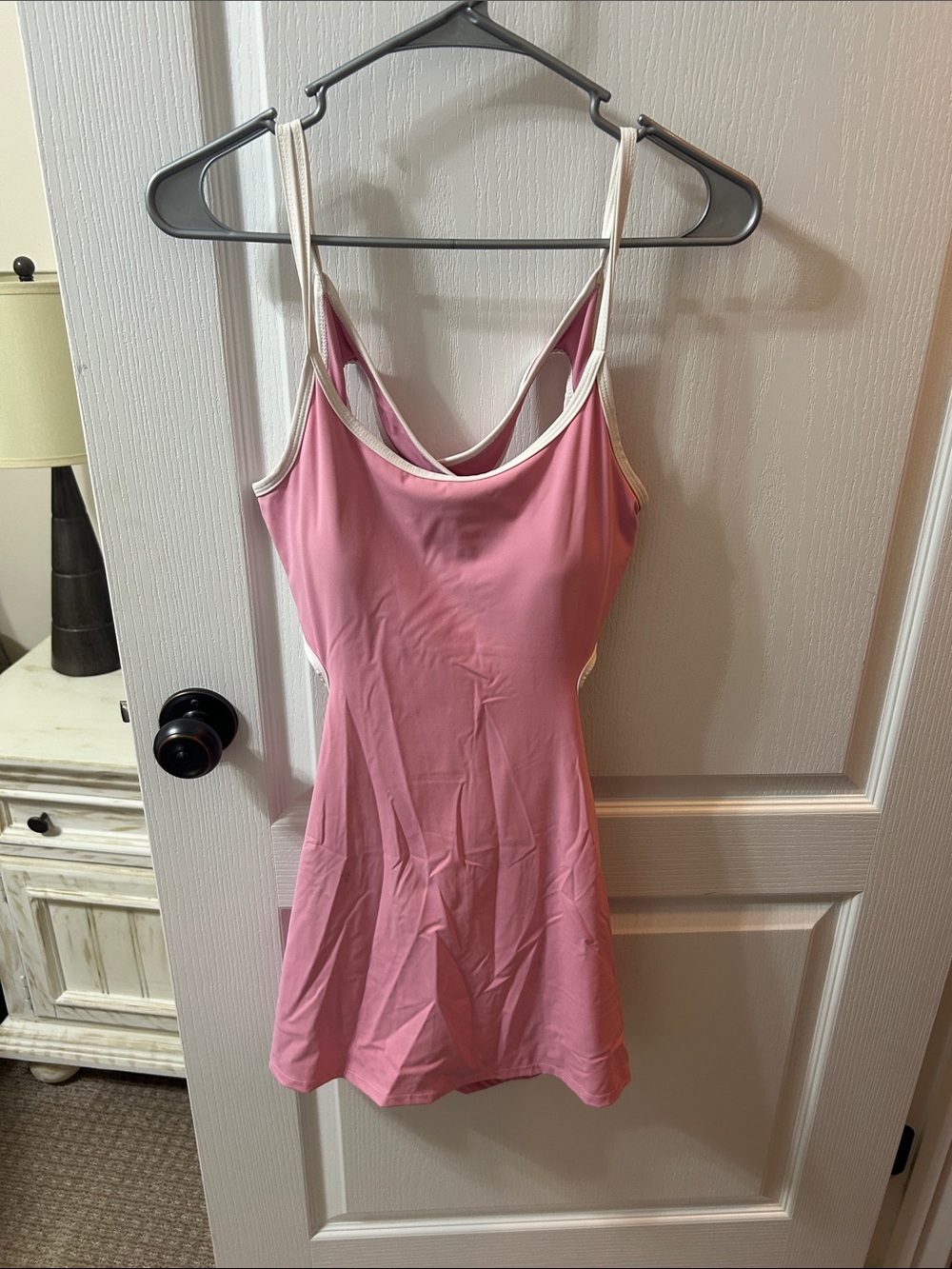 Source Unknown Pink Mini Dress with Cream Trim